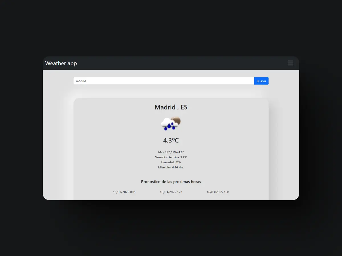 Vista previa de Weather App